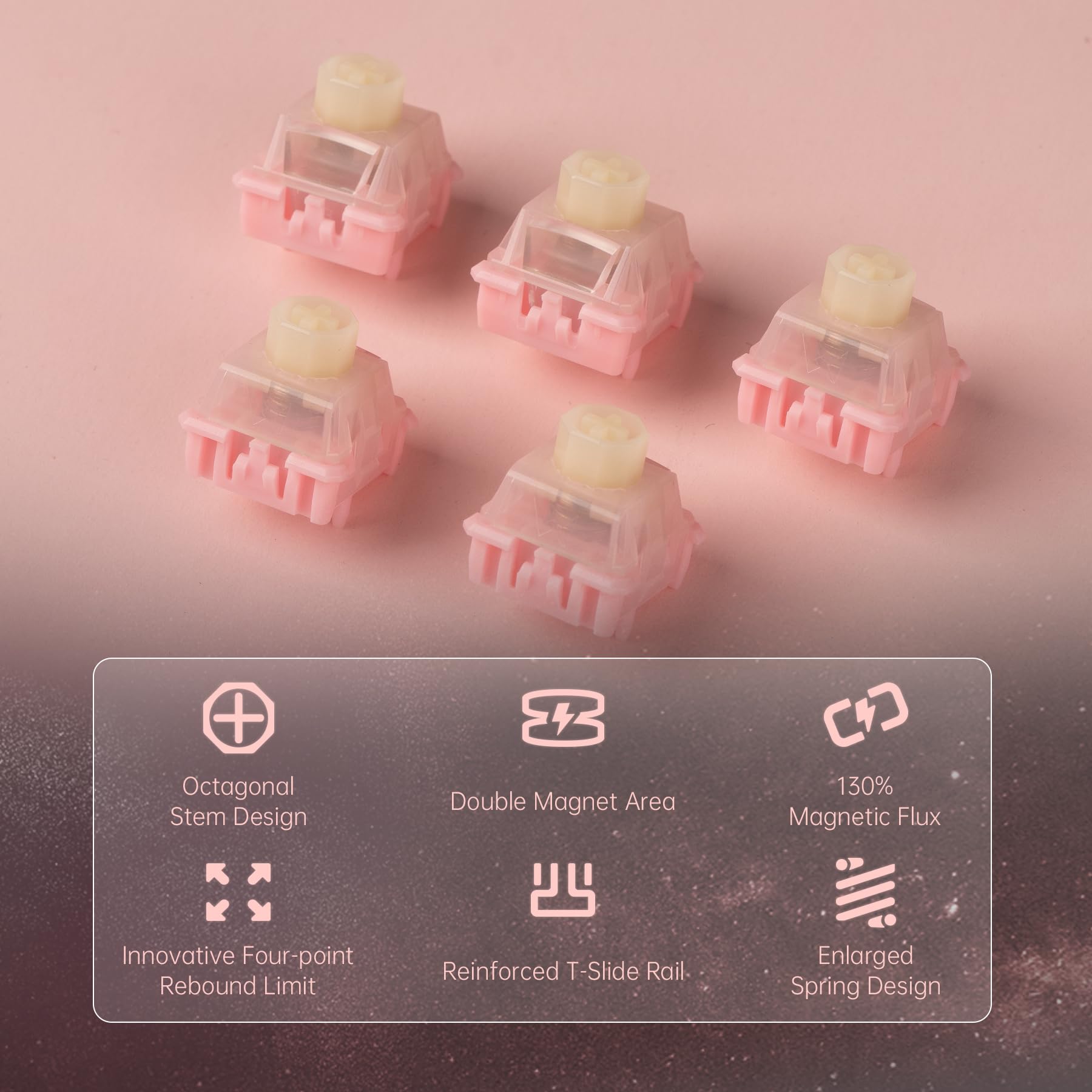 WS Flux Deep Clacky 70個 WS Flux HE Keyboard Switches Deep Clacky, Pre-Lubed Magnetic